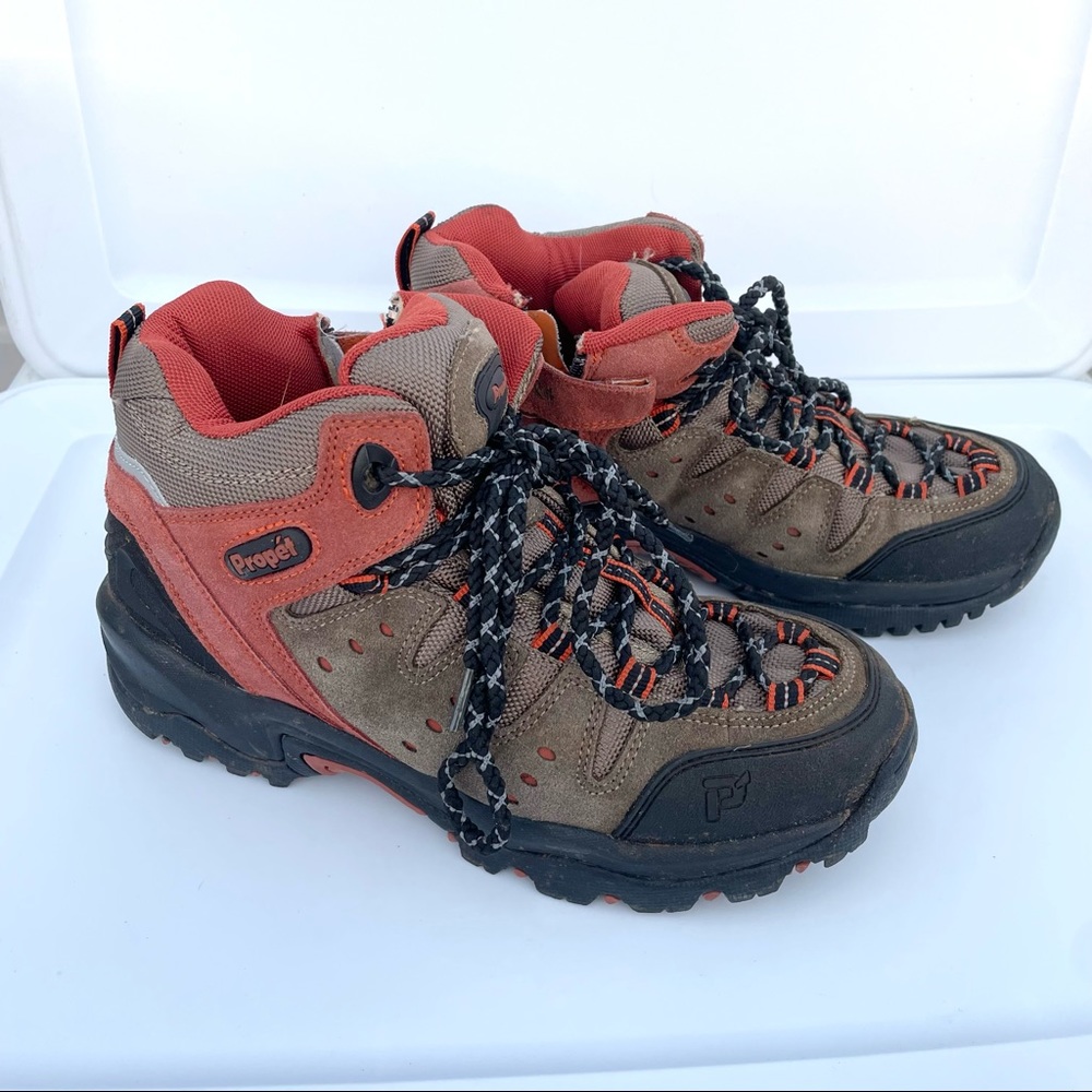 Propet hiking boots shoes ankle protection wide 7.5 outdoor orange brown